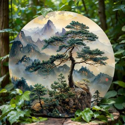 Charming Pine Tree Round Wooden Sign - Perfect for Home, Office, Garage & Cafe Decor, Ideal Gift for Gardening Enthusiasts