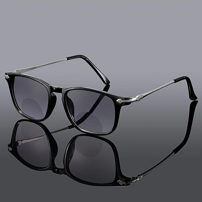 +100~+400 1 Pair Vintage Reading Glasses Dual-Use Presbyopic Lenses with Resin Material Metal Frame Protective Flower Design
