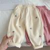 Girls Casual Pants Autumn Cherry Sweet Embroidery Loose Autumn Outfit for Girls Stylish Baby Girl Pants Spring