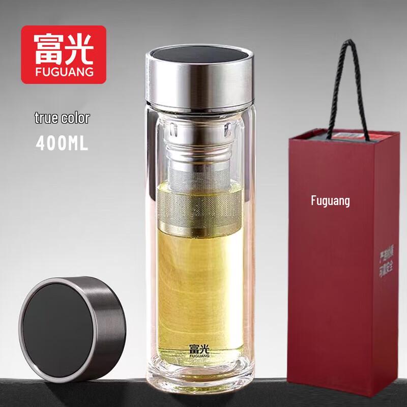FUGUANG 400ml Double-Layer High Borosilicate Glass Tea Infuser Bottle
