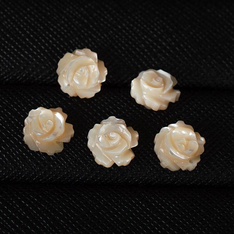 Double-Sided 3D Carved Shell Rose Beads, Horizontal Hole, 8mm, 10mm, 12mm