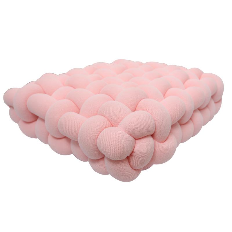

Nordic Throw Pillow Knitted Wool Square Woven Chair Cushion Seat Cushion Soft and Comfortable Sofa Back Pillow 33X33X12CM рожевий