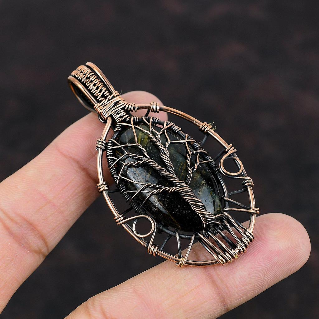 Tree Of Life Nellite Pendant Copper Wire Wrapped Pendant Handmade Pendant Nellite Jewelry Real Gemstone Pendant Copper Jewelry Wedding Gifts