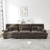 3-Seater Modular Corner Sofa with Deep Seat, Chenille Sleeper Sofa Comfortably Upholstered for Living Room, Apartment, Studio, Office, Chenille Brown