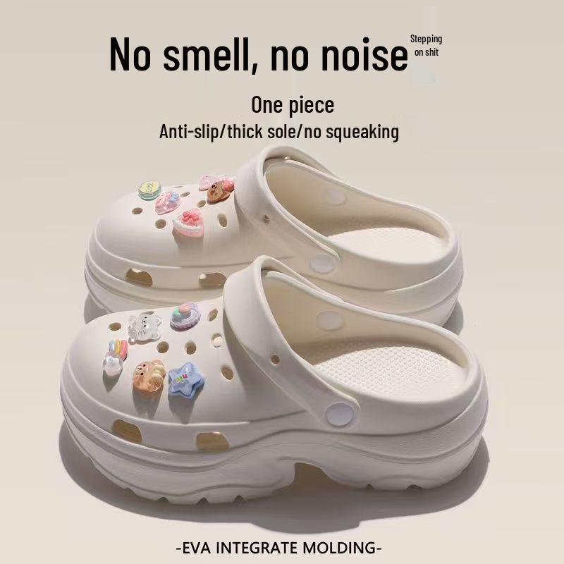 EVA Women's Height-Boosting Summer Clogs - Thick-Soled Beach Sandals for Petite Outdoor Use.