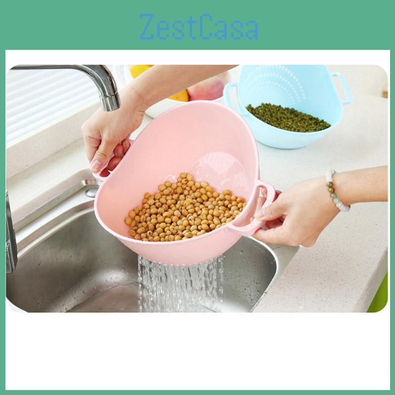 Eco-friendly Food Grade Plastic Rice Washer And Strainer Basket In Pink