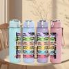1PC Layer Paper Girl Portrait 750ml Color Plastic Sports Water Bottle Leakproof Flip Straw Lid Suitable for Sports Office Home Use