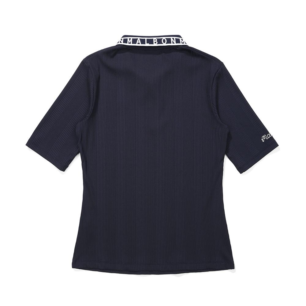 MALBON GOLF Logo Point Color T-Shirt Navy (Woman)