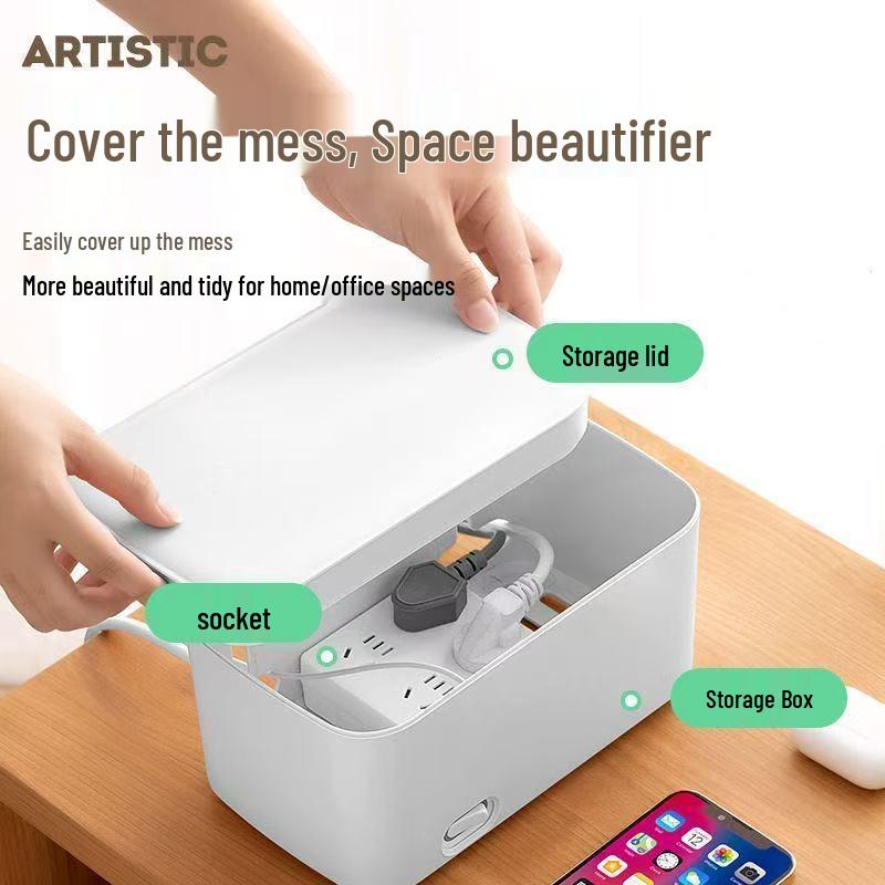 Multi-Functional Desktop Cable Organizer & Power Strip Box