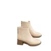 Soft leather short boots women's square head thick heel new autumn and winter single boots medium heel French white soft leather thin boots women