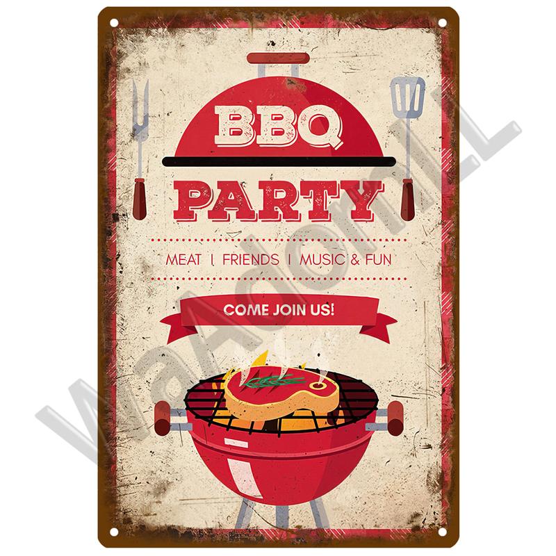 BBQ Zone Metal Sign Vintage Tin Sign Dad`s BBQ Yard Outdoor Party Decoration Plate Retro Barbecue Rules Slogan Decor Accessories