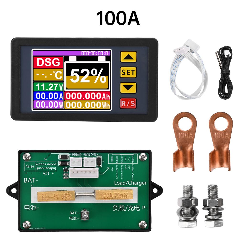 

DC7~200V Вимірювач напруги, струму, потужності 2,4 Цифровий дисплей Тестер ємності акумулятора Багатофункціональний вольтметр Кулометр+Шунт 0-500А