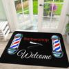 Vintage Barbershop Welcome Doormat Barber Pole Razor Print Non Slip Washable Entrance Floor Carpet Store Decor 1PC