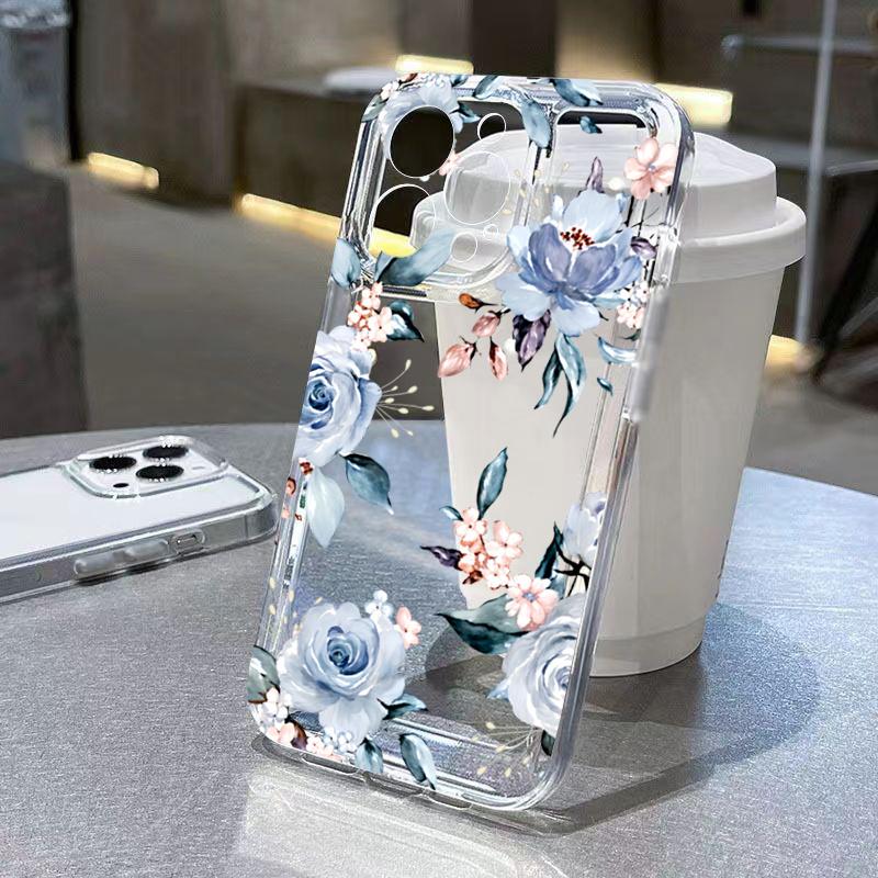 Phone Case for Xiaomi Redmi Note 15 14 12 11 13 Pro Plus 5G 12s 11s 10 Pro 4G Redmi 14c 13 4G 13c 12c Clear Flower Pattern Cover