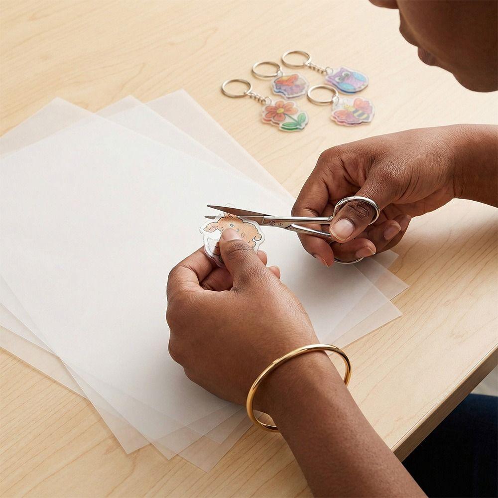 20pcs Plastic Heat Shrink Sheets Easy to Cut Transparent White Shrink Plastic Sheet Kit 2.5CM Key ring 20×14.5CM