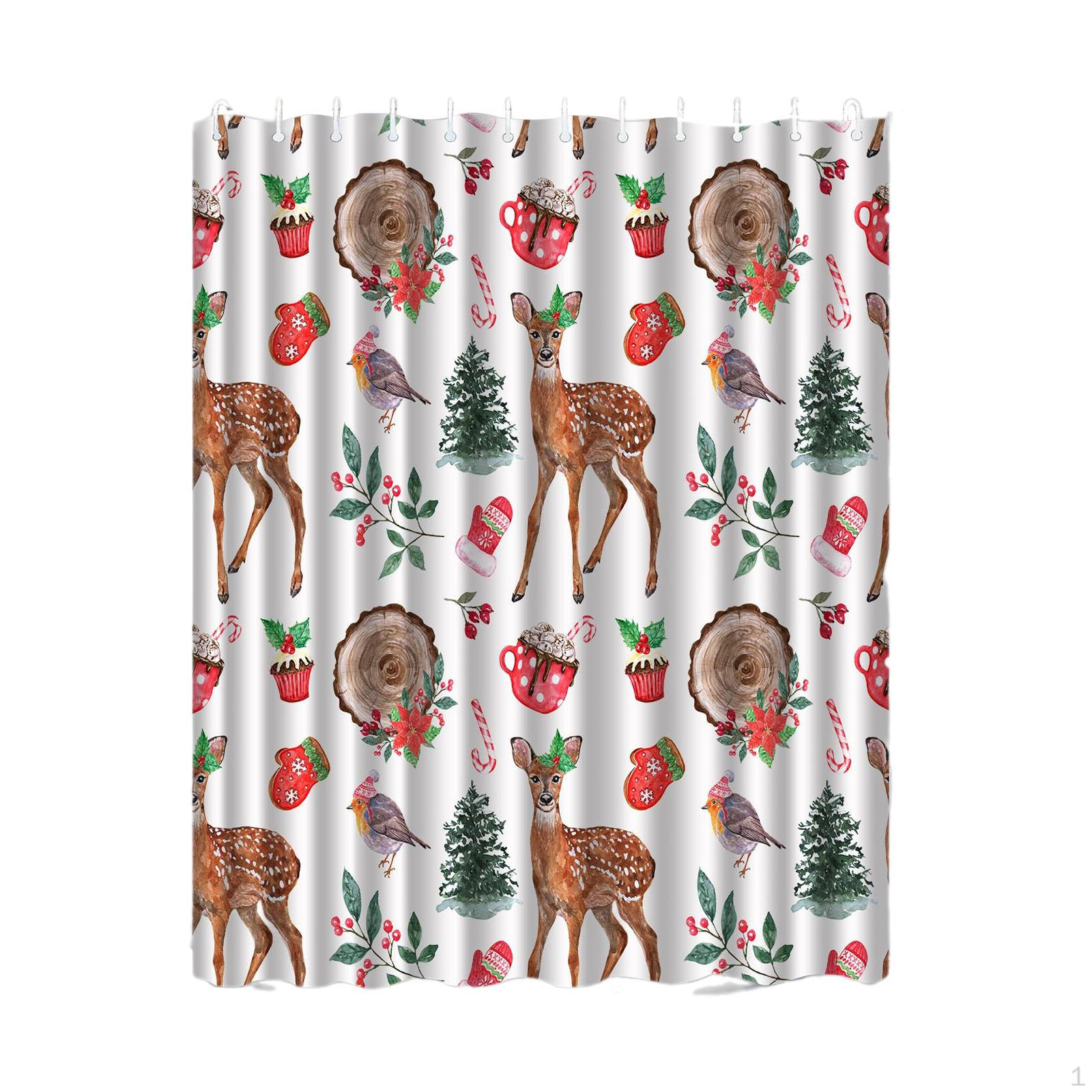 

180x200 см Рождественская занавеска для душа для ванной комнаты, моющаяся, многофункциональная, устойчивая к разрывам Style B