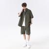2025 Summer Men Solid Color Shirt +Shorts Men Casual Two Pieces Sets Male Short Sleeve Shirts Shorts Man Tracksuits