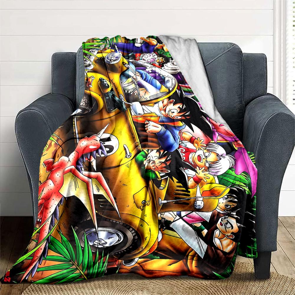 Dragon Ball Jungle Adventure Flannel Blanket Super Soft Warm Cozy Blanket for Sofa Bed Office Travel All‑Season Home Decor Gift