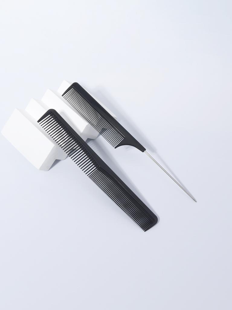 3-piece Fluffy Massage Salon Hair Steel Needle Tip Tail Comb and Double-sided Hair Comb Set Special for Real Hair Wigs