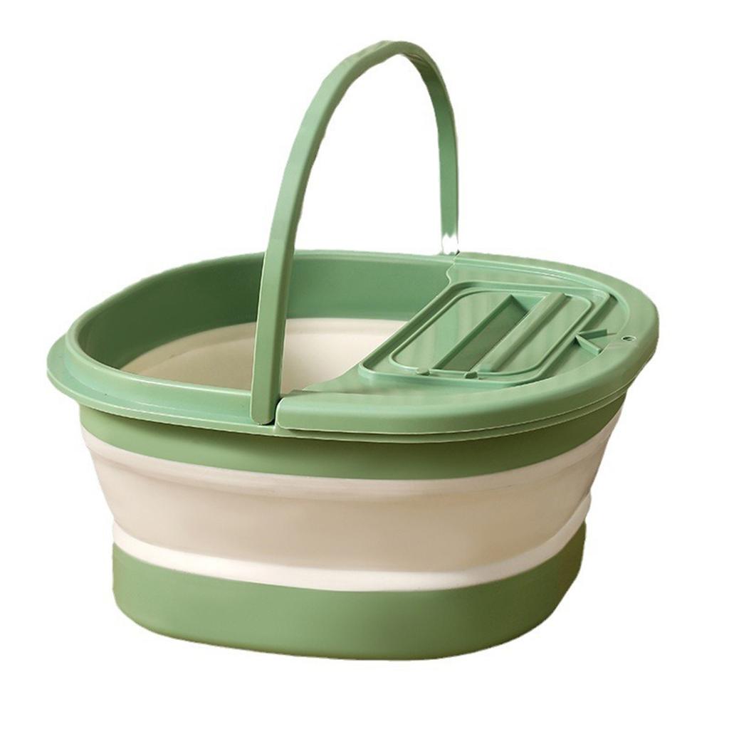 Foot Bath Tub Foldable Thickened Foot Soaking Basin with Massage Point for Home Apartment Dormitory Green White