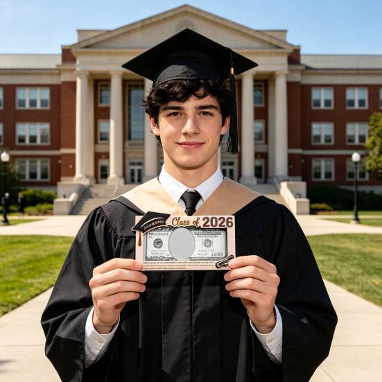 Class of 2026 Graduation Money Holder Wooden Graduation Cash Envelope Box for High School Senior College University Graduates Student Gifts