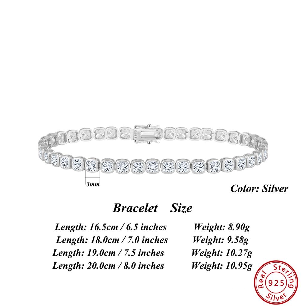 ORSA JEWELS 925 Sterling Silver Stackable Bracelet with Cubic Zirconia, Personalized Gift for Women Wedding and Engagement SB203