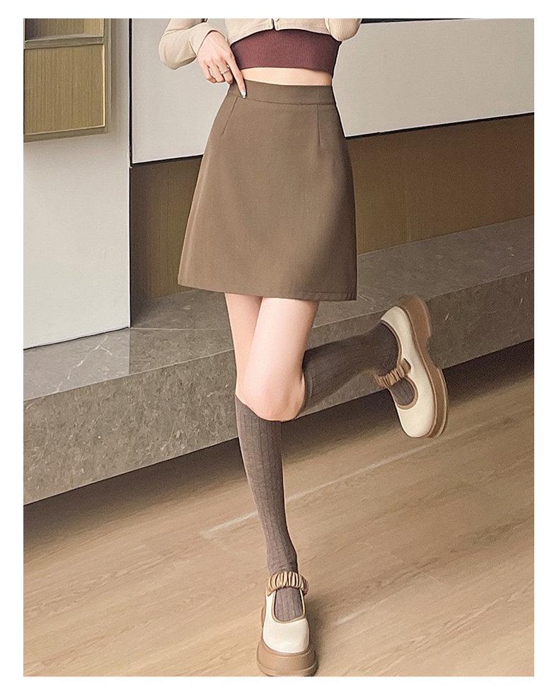 Women's High Waist A-line Short Skirt: Autumn/Winter Velvet, Warm, Anti-Exposure, Slimming Fit