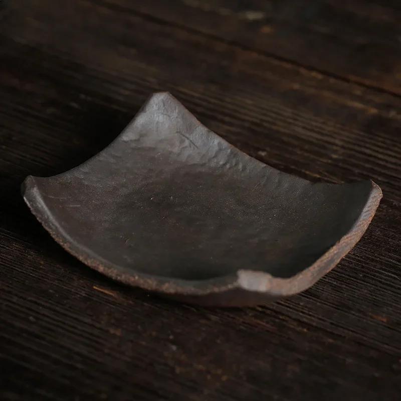 Tile Coaster Handmade Vintage Coarse Pottery Heat Proof Mat Tea Coaster Ceramic Kung Fu Tea Ceremony