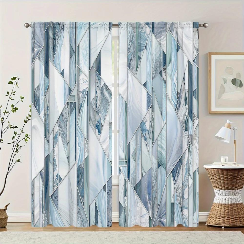 2pcs Modern Abstract Art Gray Golden Marble Printed Window Curtain For Bedroom Office Kitchen Living Room Rod Pocket Cortinas