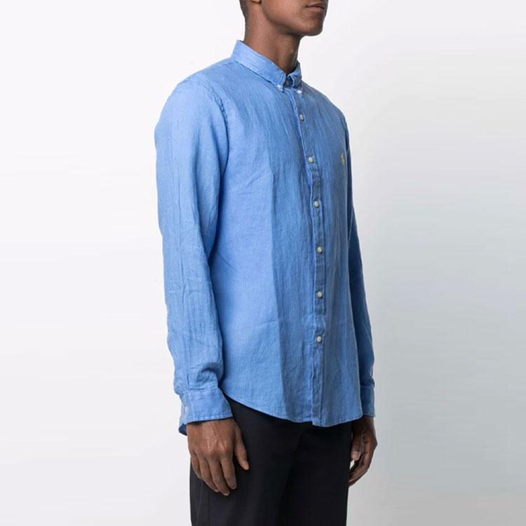 Polo Ralph Lauren Ss21 Solid Long Sleeve Shirt With Pony Embroidery Men Shirts Light-Blue 710829444-002
