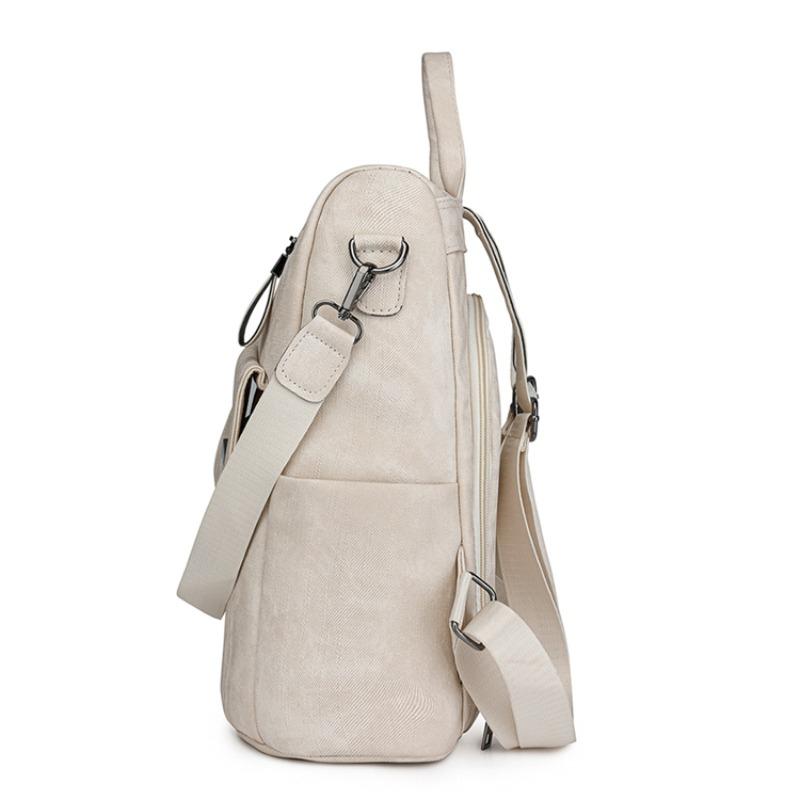 PU Solid Color 2024 New Product Backpack Zipper Soft Handle External Frame Casual Student Backpack Resin Mesh Designer Bag