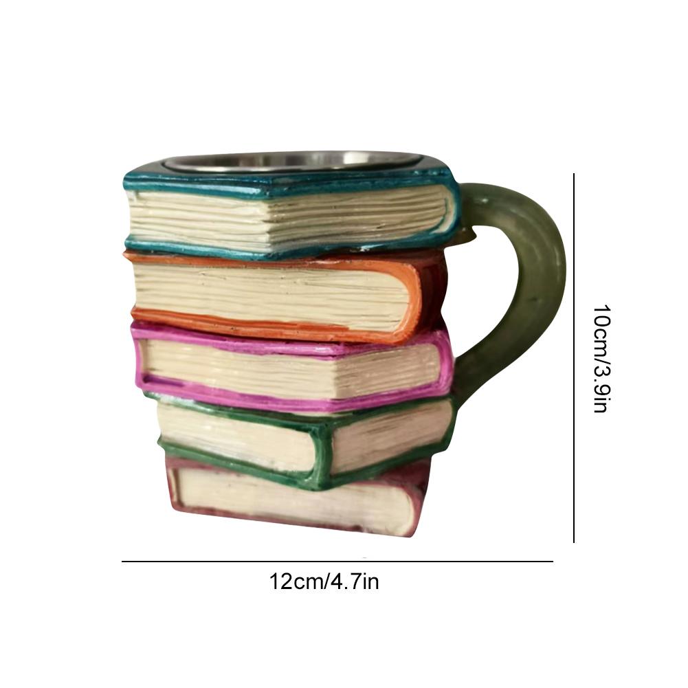 Handmade Resin Book Shaped Coffee Mug 3D Painted Colorful Novelty Drink Cup Creative Perfect Drinkware for Gift and Daily Use