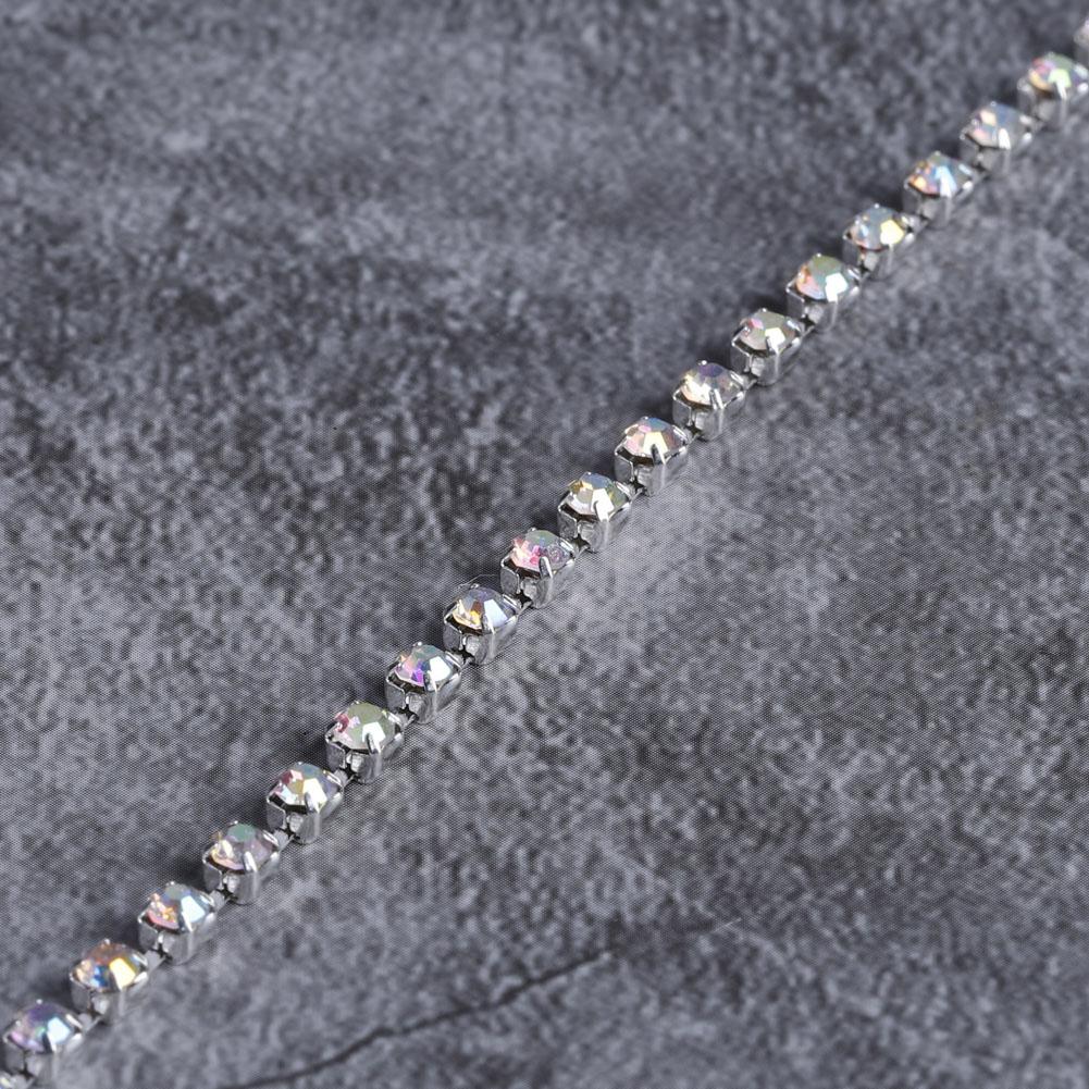 1 Roll Crystal Chain For Diy Necklace Wedding Decoration Accessories(ss6 Silver)