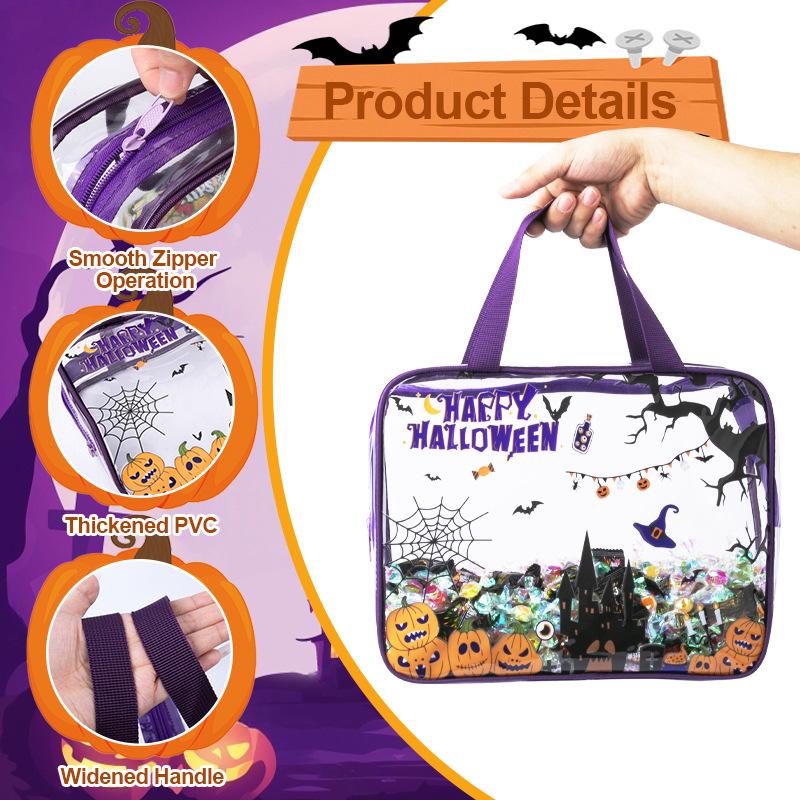 Cross-border Halloween Candy & Study Material Storage Bag with Zipper Closure for Schools Offices- Kids' Toy Organizer