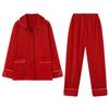 Red Pajamas Women'S Autumn And Winter Island Fleece Thickened Fleece Winter Thin Fleece Coral Fleece Natal Year Flannel Loungewear