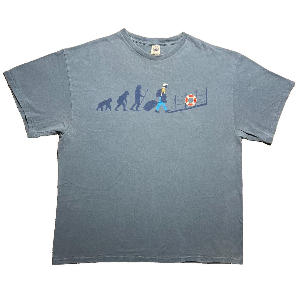 Vintage Y2K Evolution Graphic Tee Mens XL Blue Minimalist Normcore Shirt