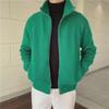 Men's Green Stand Collar Cardigan Sweater - European and American Style Winter Half Turtleneck