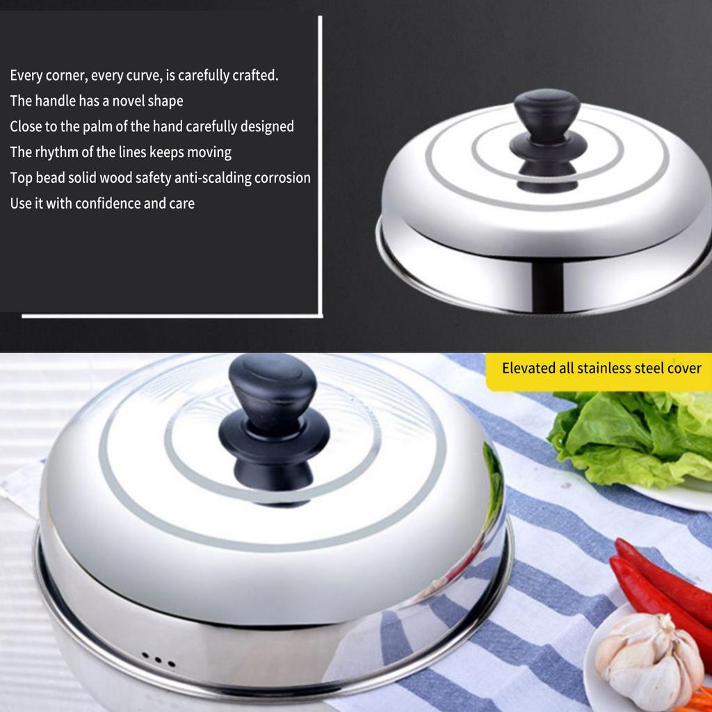 Cooking Pot Cover Stainless steels Wok Lid Skillets Cover Pan Cooker Replacement Lid for Pots, Frying Pan, Tall Pans