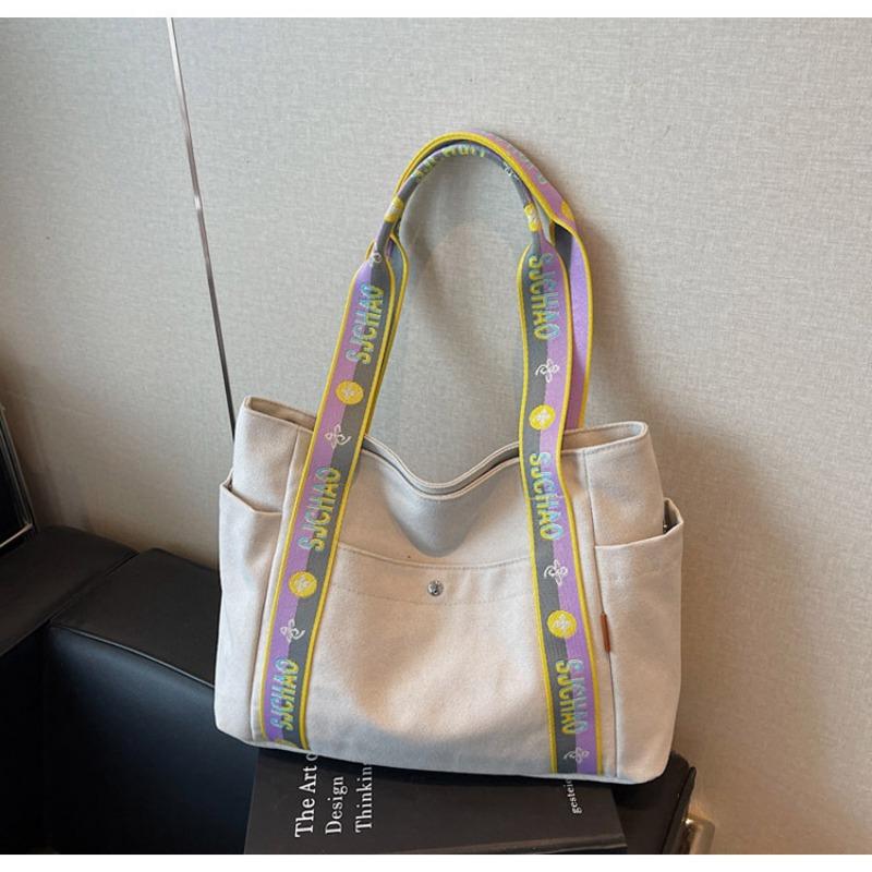 Canvas Bag Women's Large-capacity New Summer Versatile Leisure Shoulder Shopping Bag College Student Tote Bag
