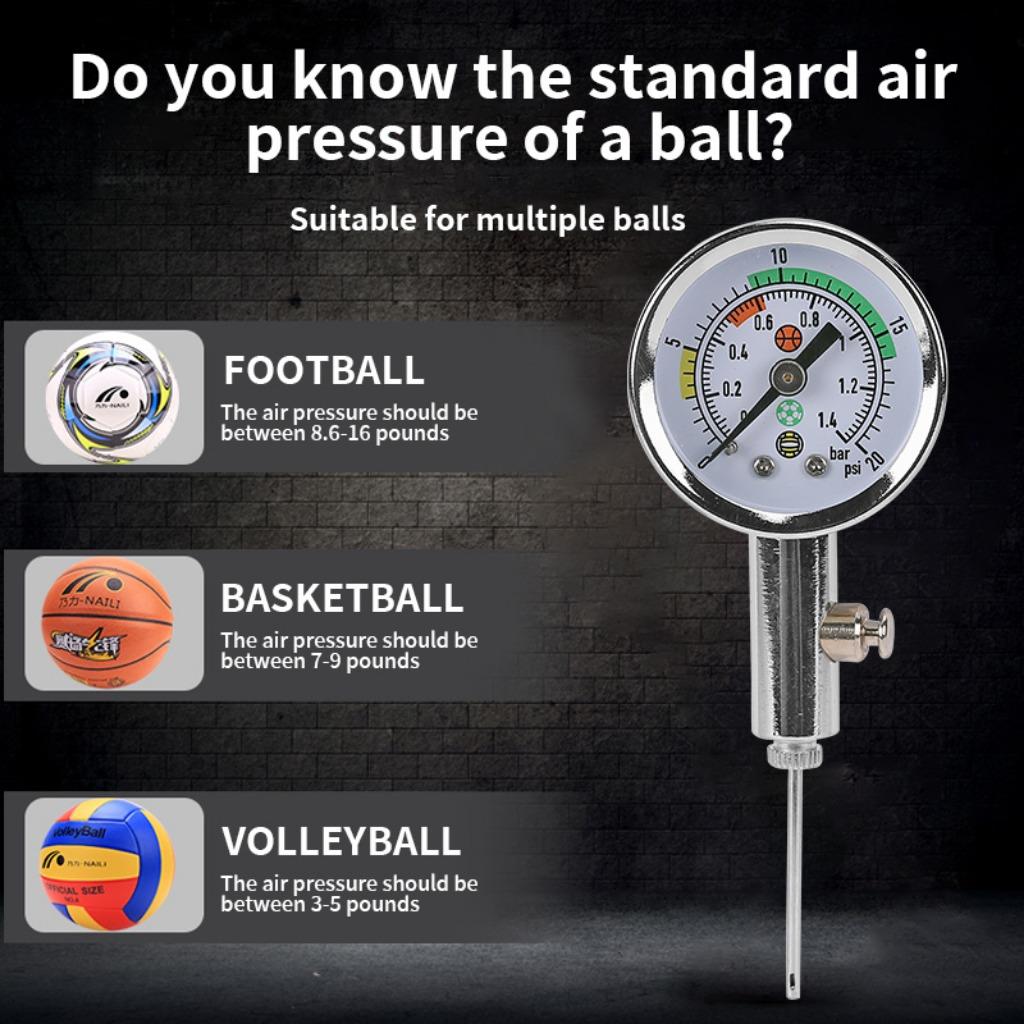 1 Hochpräzises Zeiger-Kugelbarometer - Messen Sie den Druck von Fußbällen, Basketbällen, Volleybällen - Robuste Metallkonstruktion, präzise Messung