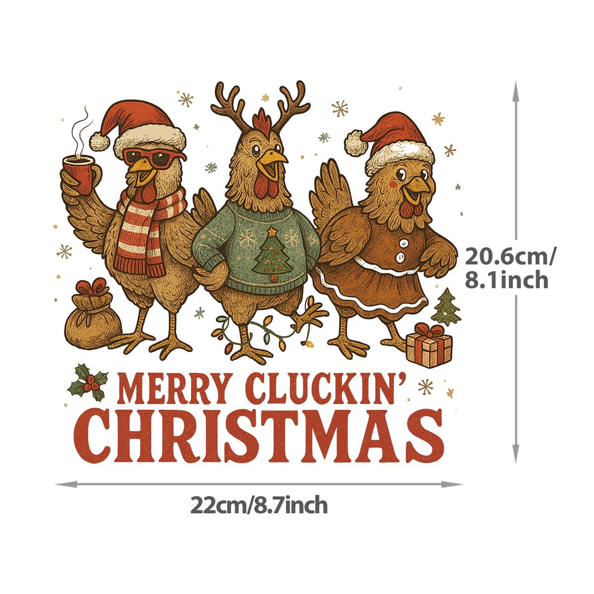 

Merry Cluckin Christmas cloth patches, T-shirts, hooded sweatshirts, heat-pressed patches, clothing self-adhesive labels, Diy clothing iron rotors