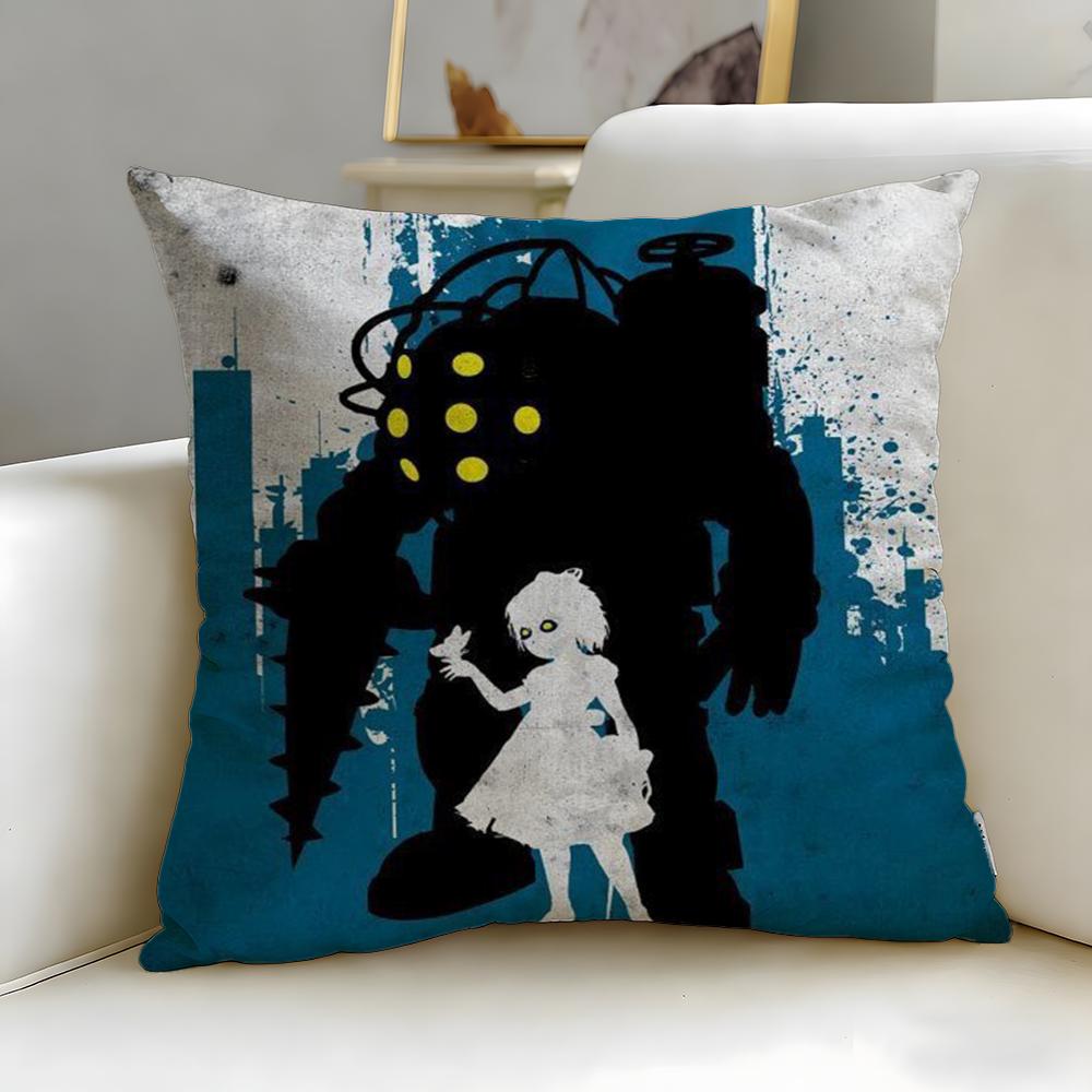 classic game BioShock Cushion Cover Soft  EasyWash Pillow Case  Versatile for Couch Bed Travel and Office