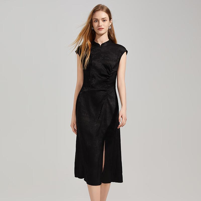 Tatu Slimming High-Waisted Qipao Collar Midi Dress L