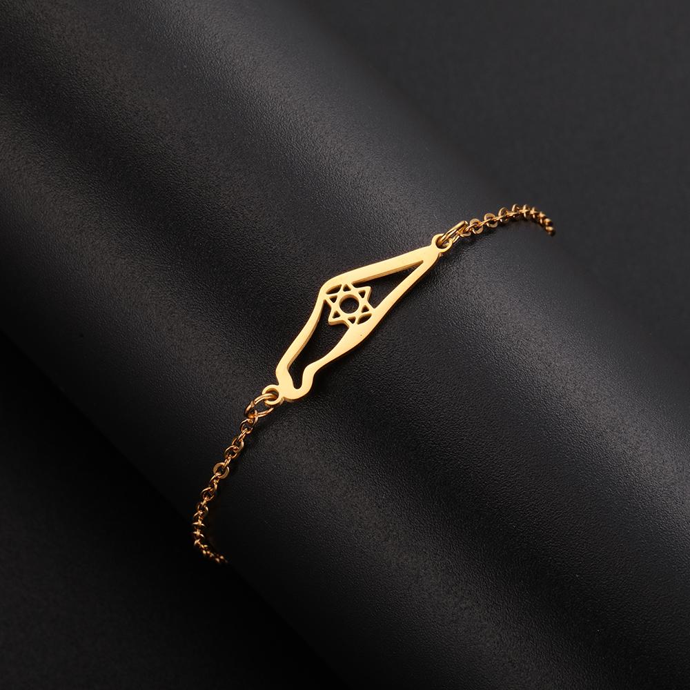 Dawapara Star of David Bracelet Map Bracelet Hexagram Charm Blessing Je Jewelry Hanukkah Gift Stainless Steel Jewelry