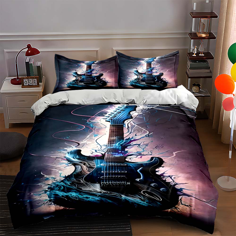 

Electric guitar design. Bedding Duvet cover sets Duvet covers Pillowcases gifts (1 * Duvet Cover 2 * Pillowcases, without duvet insert) 135x200cm