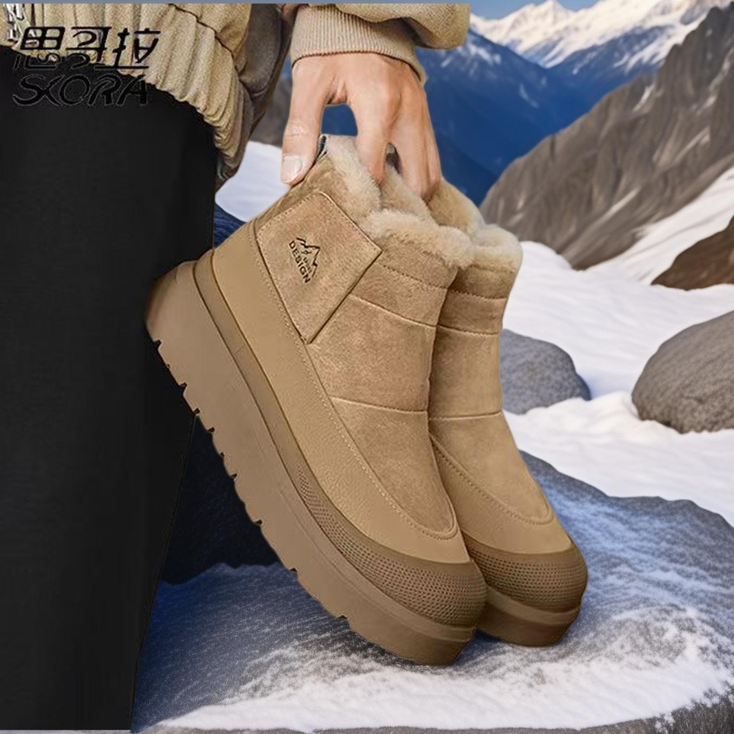 

Men Winter Casual Outdoor Sports Waterproof Boots Cotton NonSlip Casual Plush Warm Snow Fashion Handmade Shoes Fur Non slip Ankle 39