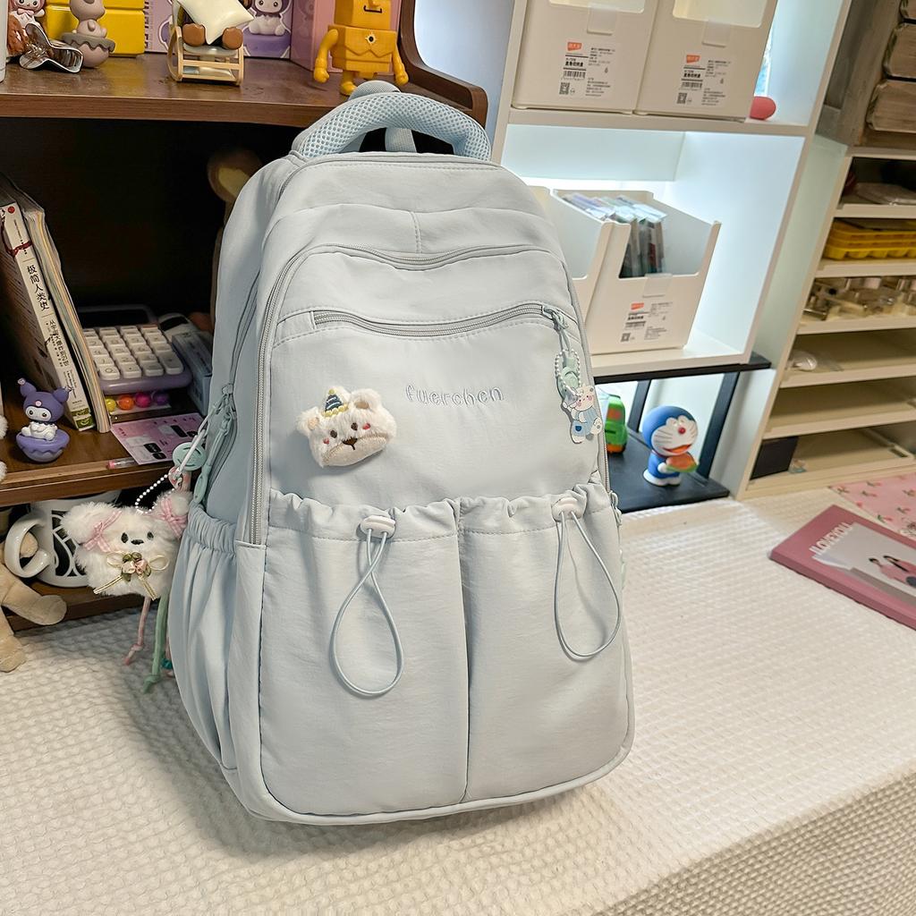Schoolbag Fashion Pleated Drawstring Backpack New Outdoor Leisure Travel Backpack Large Capacity Fresh and Sweet Student School Bag
