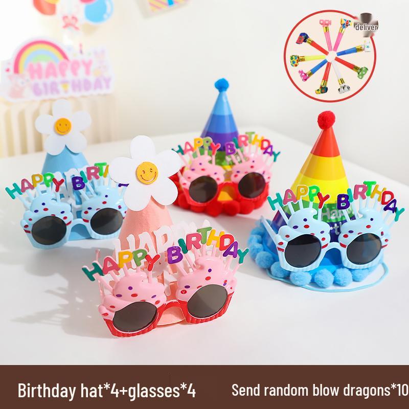 First Birthday Girl Photo Props Set: Hat, Glasses, and Creative Decorations
