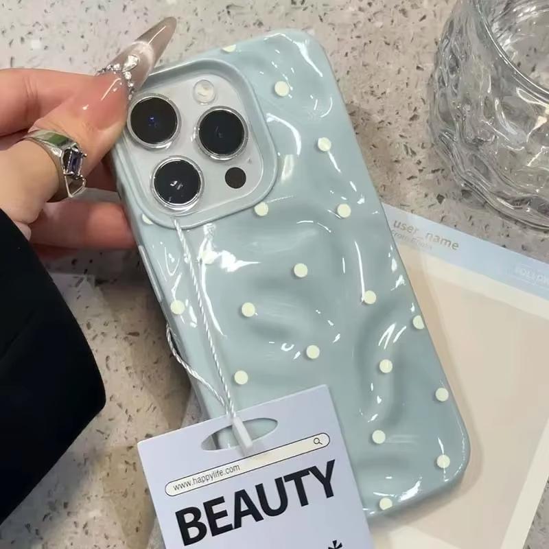 Proste Jednokolorowe Etui na Telefon w Kropki Dla iPhone 17 Air 16 15 14 13 12 11 Pro Max Plus Pokrowiec Antyupadkowy