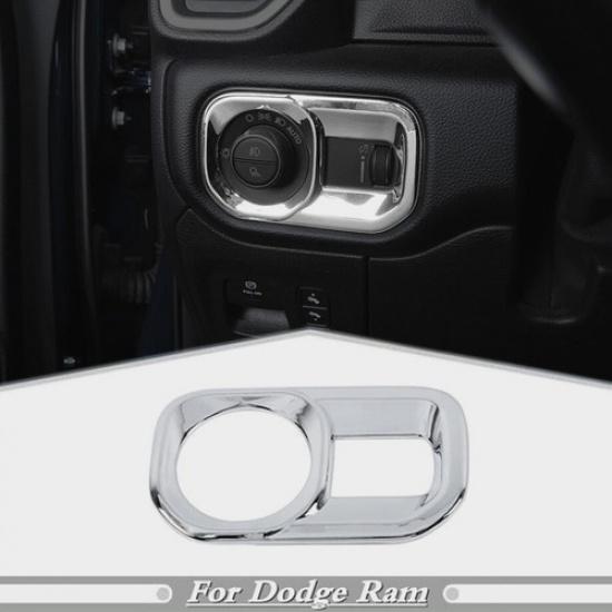 For -2024 Dodge RAM 1500 Chrome Car Headlight Lamp Switch Button Cover Trim